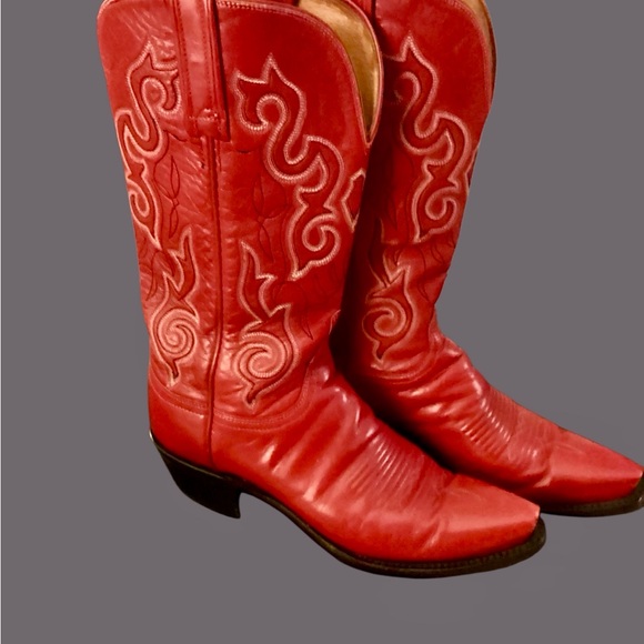(Vintage) Lucchese 1883 Red Leather Western Cowgirl Boot - Picture 5 of 10